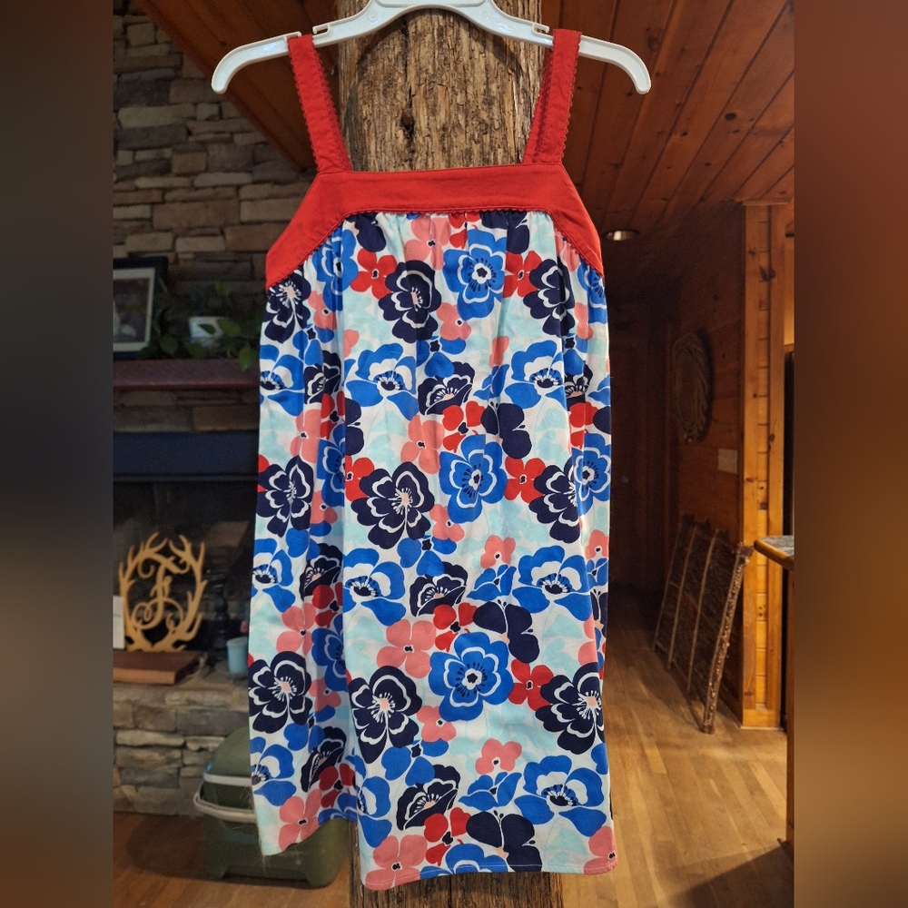 crown & ivy Red and Blue Floral Kids Casual Dress